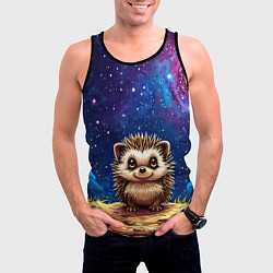 Майка-безрукавка мужская Ежик и звездное небо, цвет: 3D-черный — фото 2