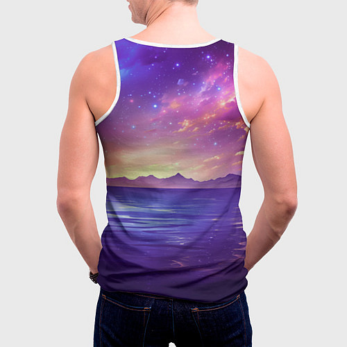 Мужская майка без рукавов Волшебная галактика / 3D-Белый – фото 4
