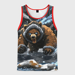 Майка-безрукавка мужская Злой русский медведь, цвет: 3D-красный