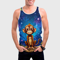 Майка-безрукавка мужская Обезьянка в звездную ночь, цвет: 3D-белый — фото 2