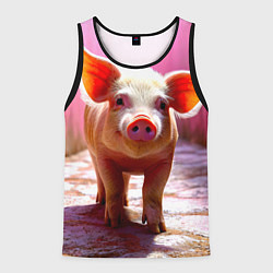 Мужская майка без рукавов Поросенок в розовом