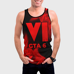 Майка-безрукавка мужская GTA 6 - red gradient, цвет: 3D-черный — фото 2