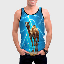 Майка-безрукавка мужская Верблюд и удар молнии, цвет: 3D-черный — фото 2