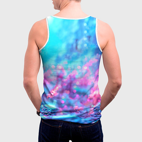 Мужская майка без рукавов Песец в неоновом свете / 3D-Белый – фото 4
