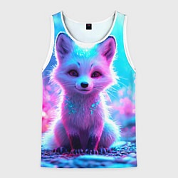 Майка-безрукавка мужская Песец в неоновом свете, цвет: 3D-белый