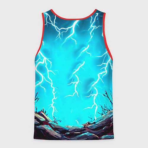 Мужская майка без рукавов Корова в разрядах молнии / 3D-Красный – фото 2