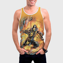 Майка-безрукавка мужская Scorpion - Mortal Kombat, цвет: 3D-белый — фото 2