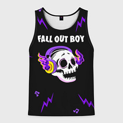 Майка-безрукавка мужская Fall Out Boy неоновый череп, цвет: 3D-черный