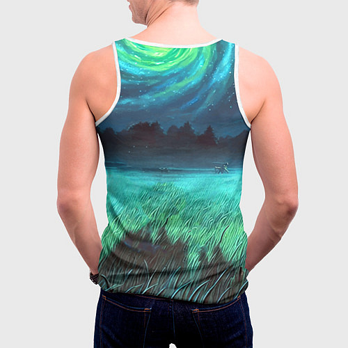 Мужская майка без рукавов Рик и Морти на поляне - нейроарт / 3D-Белый – фото 4