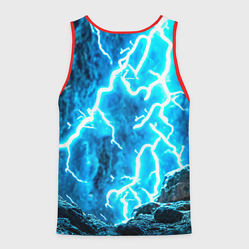 Мужская майка без рукавов Волк в разрядах молнии / 3D-Красный – фото 2