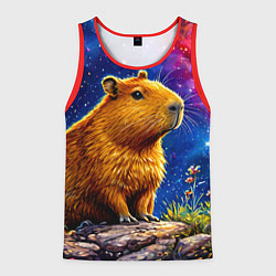Мужская майка без рукавов Капибара и звездная ночь