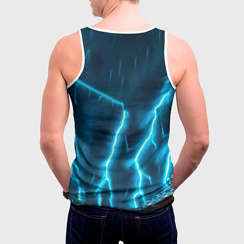 Мужская майка без рукавов Лиса и молния / 3D-Белый – фото 4