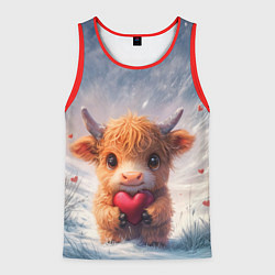 Майка-безрукавка мужская Влюблённый теленок, цвет: 3D-красный