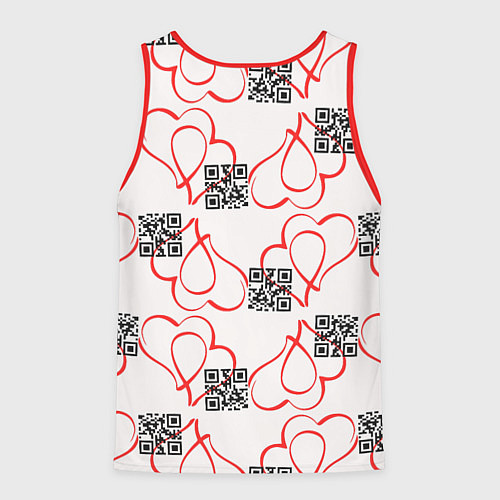 Мужская майка без рукавов Сердца и код любви на белом / 3D-Красный – фото 2