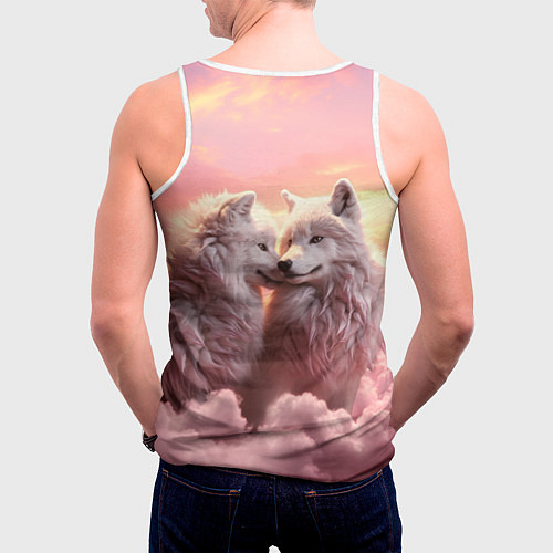 Мужская майка без рукавов Волчья страсть / 3D-Белый – фото 4