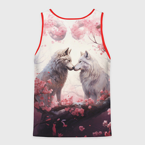 Мужская майка без рукавов Волчья гармония / 3D-Красный – фото 2