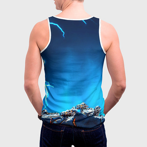 Мужская майка без рукавов Тукан и молния / 3D-Белый – фото 4