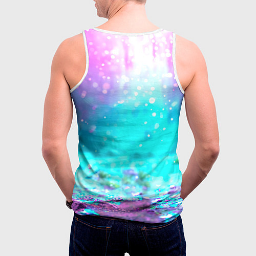 Мужская майка без рукавов Пингвин в неоновых искрах / 3D-Белый – фото 4