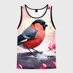 Мужская майка без рукавов Снегирь в цветах