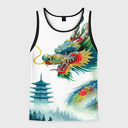 Майка-безрукавка мужская Japanese watercolor dragon - art, цвет: 3D-черный