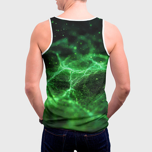 Мужская майка без рукавов Зеленая связь текстура / 3D-Белый – фото 4