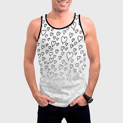 Майка-безрукавка мужская Рисованные сердца, цвет: 3D-черный — фото 2