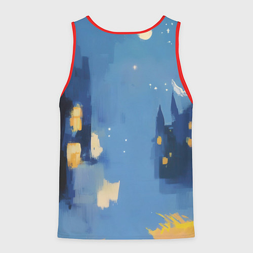 Мужская майка без рукавов Гарри Поттер рисунок акварелью / 3D-Красный – фото 2