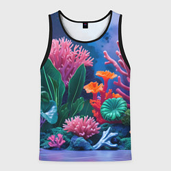 Майка-безрукавка мужская Подводные кораллы, цвет: 3D-черный