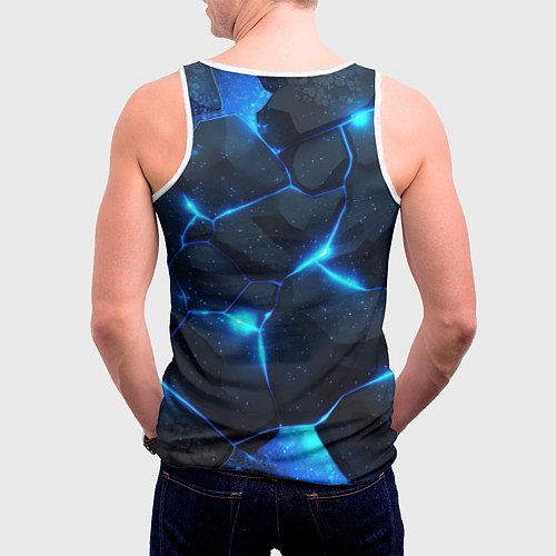Мужская майка без рукавов Неоновый синий свет из плит / 3D-Белый – фото 4