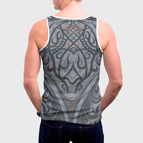 Мужская майка без рукавов Орнаментальный волк с узорами стилизованный / 3D-Белый – фото 4