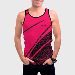 Майка-безрукавка мужская Sport розовый с чёрным в крапинку, цвет: 3D-черный — фото 2