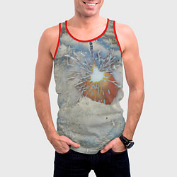 Майка-безрукавка мужская Искрящийся мандарин на снегу, цвет: 3D-красный — фото 2