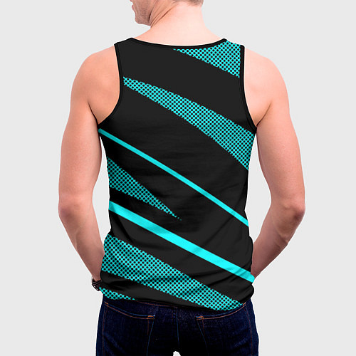 Мужская майка без рукавов Чёрный с голубым полосы текстура / 3D-Черный – фото 4