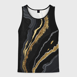 Майка-безрукавка мужская Узоры черного мрамора с золотом, цвет: 3D-черный