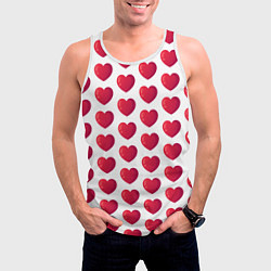 Майка-безрукавка мужская Сердца паттерн, цвет: 3D-белый — фото 2