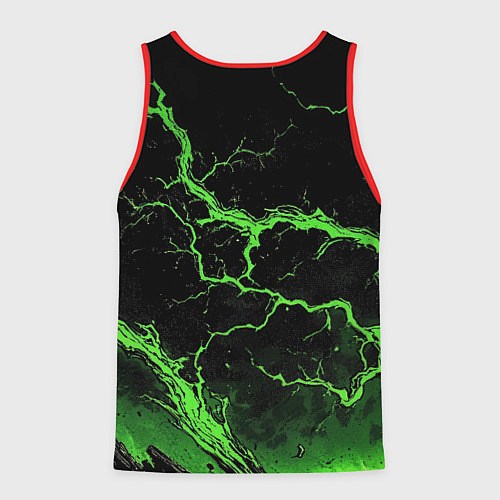 Мужская майка без рукавов Зеленая молния разлома / 3D-Красный – фото 2