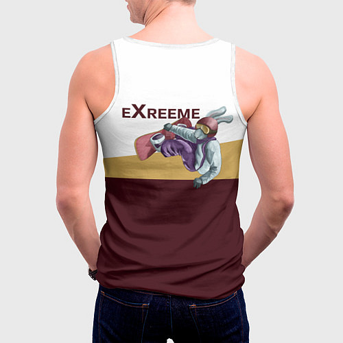 Мужская майка без рукавов Экстрим сноуборд / 3D-Белый – фото 4