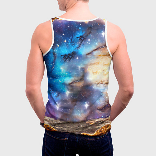 Мужская майка без рукавов Такса в космосе / 3D-Белый – фото 4