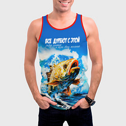 Майка-безрукавка мужская Все дуреют с этой рыбки золотой, цвет: 3D-красный — фото 2