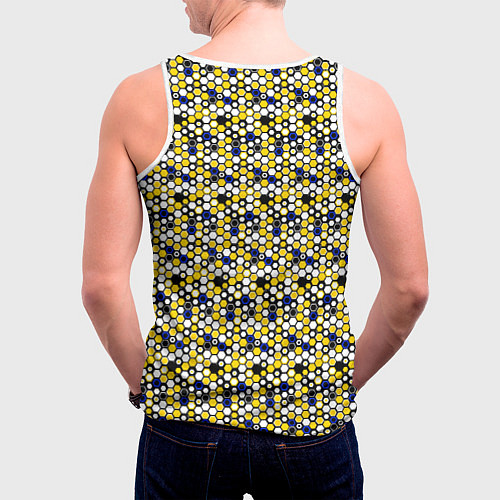 Мужская майка без рукавов Киберпанк шестиугольники жёлтые / 3D-Белый – фото 4