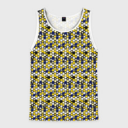 Майка-безрукавка мужская Киберпанк шестиугольники жёлтые, цвет: 3D-белый