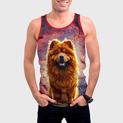 Майка-безрукавка мужская Чау-чау в космосе, цвет: 3D-красный — фото 2