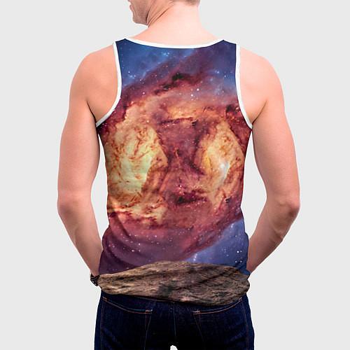 Мужская майка без рукавов Фокстерьер в космосе / 3D-Белый – фото 4
