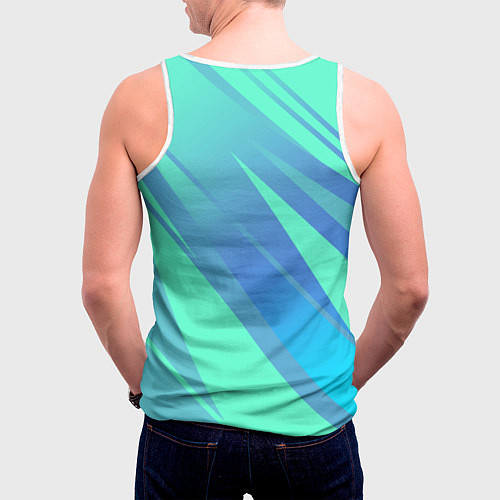 Мужская майка без рукавов Нежный голубой с полосами градиент / 3D-Белый – фото 4