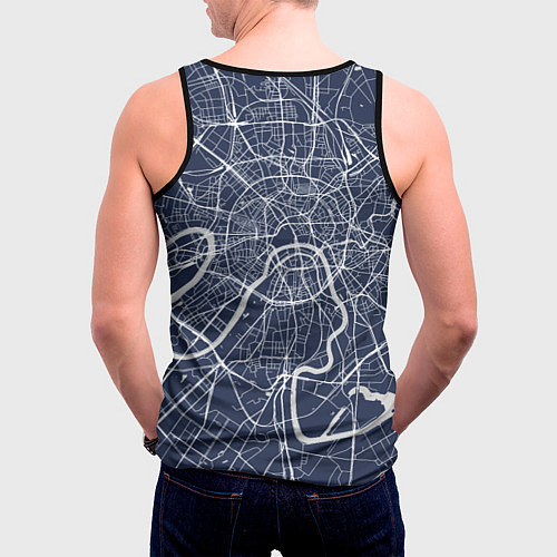 Мужская майка без рукавов Карта Москвы - столица России / 3D-Черный – фото 4