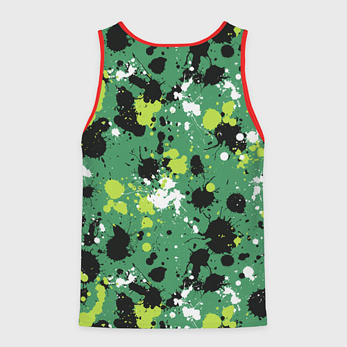 Мужская майка без рукавов Кляксы на зелёном / 3D-Красный – фото 2
