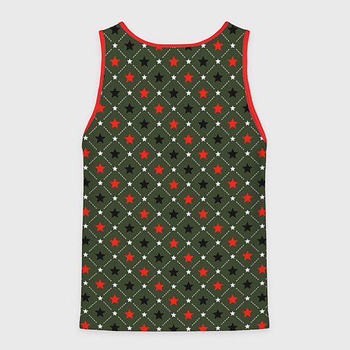 Мужская майка без рукавов Звёздный хаки / 3D-Красный – фото 2