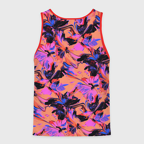 Мужская майка без рукавов Абстрактные цветы - текучая краска / 3D-Красный – фото 2