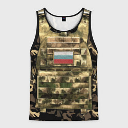 Майка-безрукавка мужская Бронежилет армейский - камуфляж, цвет: 3D-черный