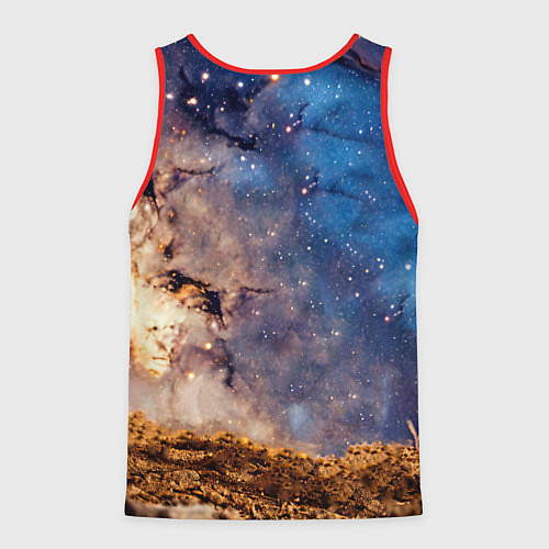Мужская майка без рукавов Пиксибоб в космосе / 3D-Красный – фото 2